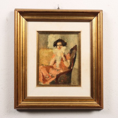 Pintura de Riccardo Viriglio,Retrato femenino,Riccardo Viriglio,Riccardo Viriglio,Riccardo Viriglio