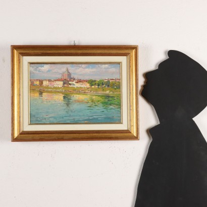 Gemälde von Romeo Borgognoni, Entlang des Flusses, Romeo Borgognoni, Romeo Borgognoni
