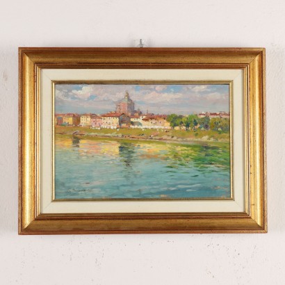 Gemälde von Romeo Borgognoni, Entlang des Flusses, Romeo Borgognoni, Romeo Borgognoni