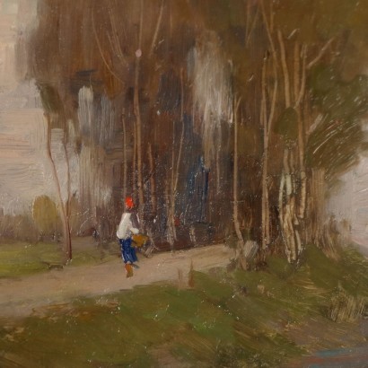 Pintura de Romeo Borgognoni,Paisaje con río,Romeo Borgognoni,Romeo Borgognoni,Romeo Borgognoni