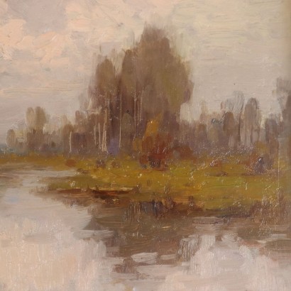 Pintura de Romeo Borgognoni,Paisaje con río,Romeo Borgognoni,Romeo Borgognoni,Romeo Borgognoni