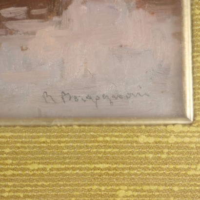 Pintura de Romeo Borgognoni,Paisaje con río,Romeo Borgognoni,Romeo Borgognoni,Romeo Borgognoni
