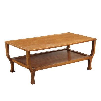 Vintage 1960s Italian Coffee Table Wood Double Top