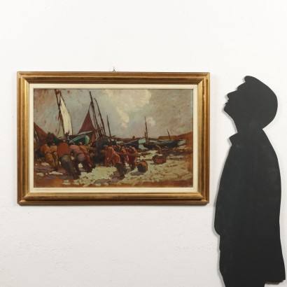 Pintar barcos con pescadores