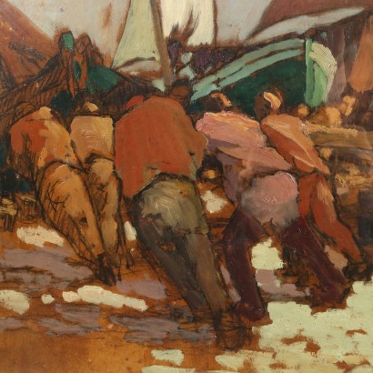 Pintar barcos con pescadores