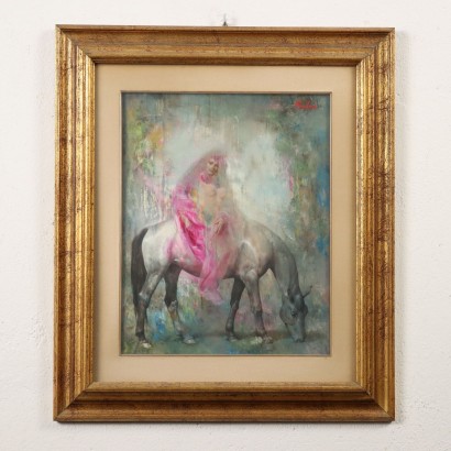Dipinto di Maurizio Goracci,Figura femminile a cavallo,Maurizio Goracci,Maurizio Goracci,Maurizio Goracci,Maurizio Goracci,Maurizio Goracci