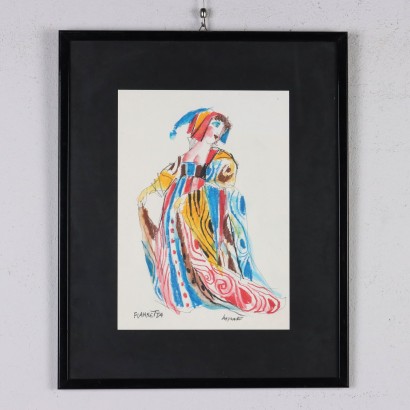 Dibujo de Emanuele Luzzati,Fiammetta,Emanuele Luzzati,Emanuele Luzzati,Emanuele Luzzati,Emanuele Luzzati,Emanuele Luzzati