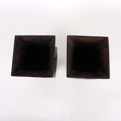 Par de jarrones de bronce cloisonné