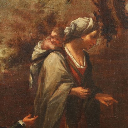Dipinto di Paesaggio con Donne alla Fo,Paesaggio con donne alla fonte