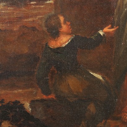 Dipinto di Paesaggio con Donne alla Fo,Paesaggio con donne alla fonte