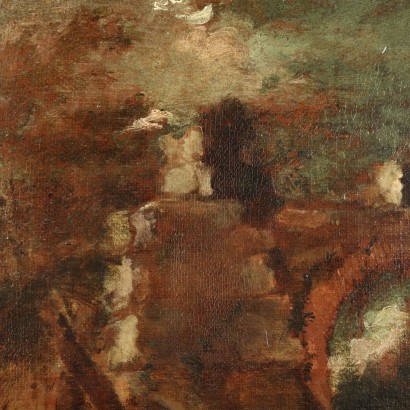 Dipinto di Paesaggio con Donne alla Fo,Paesaggio con donne alla fonte