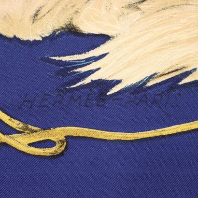 Hermes Foulard Vintage Pechinois Blu