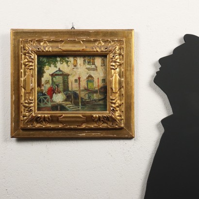 Dipinto di Eugenio Bonivento,Scorcio settecentesco di Venezia,Eugenio Bonivento,Eugenio Bonivento,Eugenio Bonivento