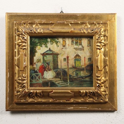 Dipinto di Eugenio Bonivento,Scorcio settecentesco di Venezia,Eugenio Bonivento,Eugenio Bonivento,Eugenio Bonivento