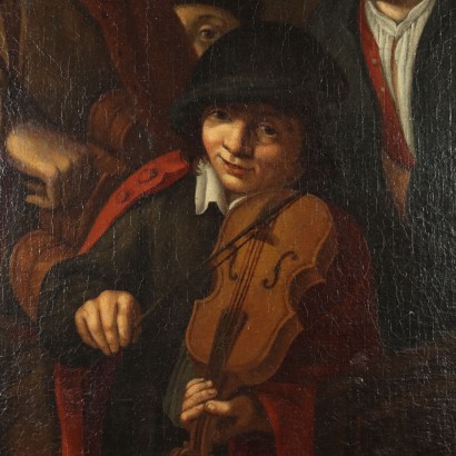 Pintura flamenca Escena con joven viola,Escena con joven violinista