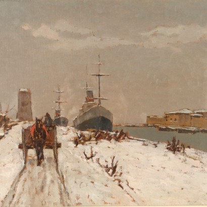 Dipinto di Giovanni Lomi,Dintorni di Livorno sotto la neve,Giovanni Lomi,Giovanni Lomi,Giovanni Lomi,Giovanni Lomi,Giovanni Lomi