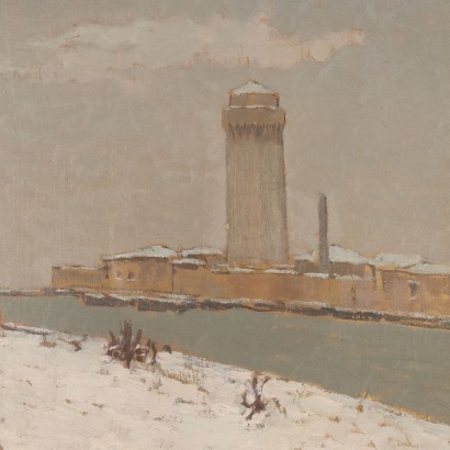 Dipinto di Giovanni Lomi,Dintorni di Livorno sotto la neve,Giovanni Lomi,Giovanni Lomi,Giovanni Lomi,Giovanni Lomi,Giovanni Lomi