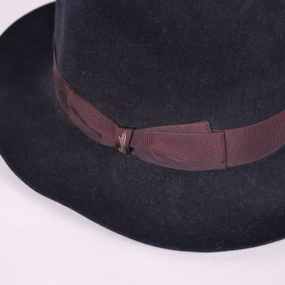 Blauer Filz Borsalino, Vintage Blauer Filz Borsalino