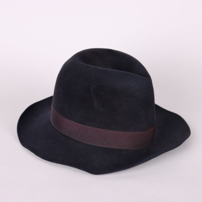Blauer Filz Borsalino, Vintage Blauer Filz Borsalino