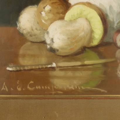 Dipinto di Ernesto Alcide Campestrini,Natura morta con funghi,Ernesto Alcide Campestrini,Ernesto Alcide Campestrini,Ernesto Alcide Campestrini,Ernesto Alcide Campestrini