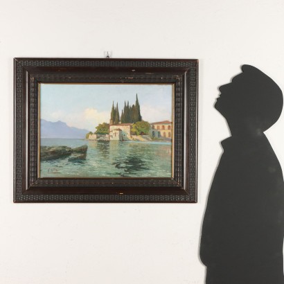 Dipinto di Arturo Verni,Paesaggio lacustre,Arturo Verni,Arturo Verni,Arturo Verni