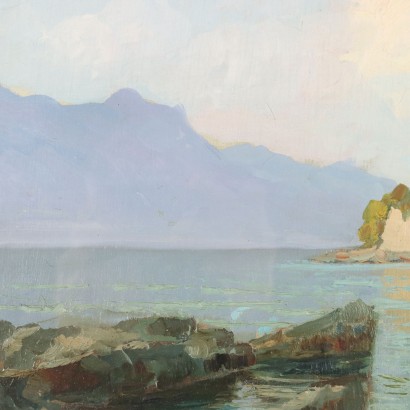 Dipinto di Arturo Verni,Paesaggio lacustre,Arturo Verni,Arturo Verni,Arturo Verni