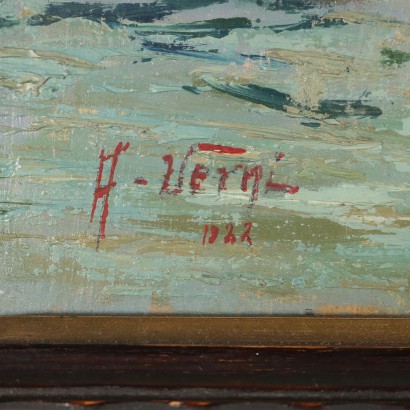 Dipinto di Arturo Verni,Paesaggio lacustre,Arturo Verni,Arturo Verni,Arturo Verni