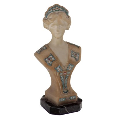 Busto in Alabastro con Inserti in Micromosaico