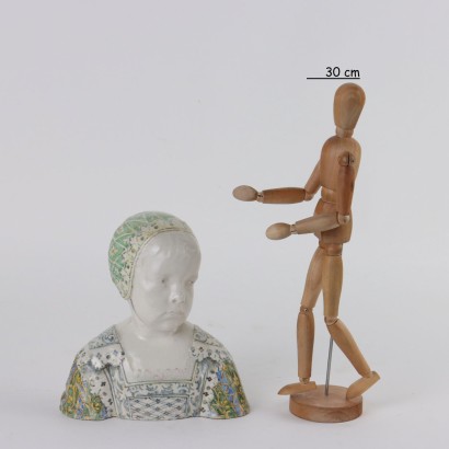 Busto di Bambino in Maiolica Manifattura
