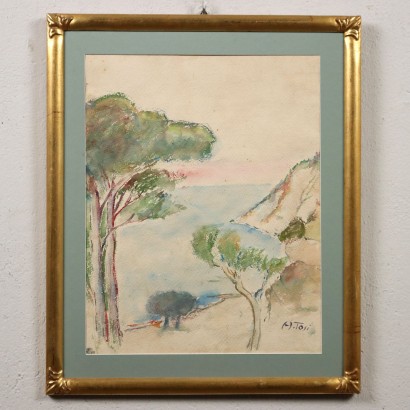 Dipinto ad acquarello di Arturo Tosi