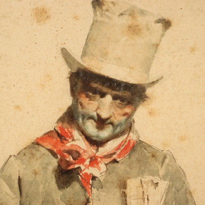 Dipinto ad acquarello di Giovanni Pianca,Ritratto di musico,Giovanni Piancastelli,Giovanni Piancastelli,Giovanni Piancastelli