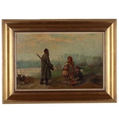 Dipinto Paesaggio con Figure