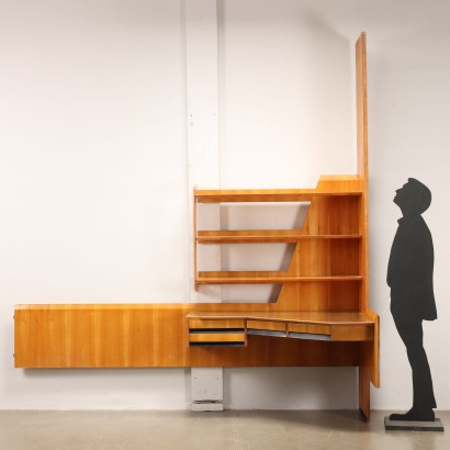 Schreibtischecke mit Bücherregal aus den 50er und 60er Jahren