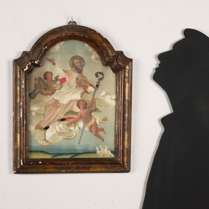 Ricamo con Parti dipinte ,Sant' Ilario ed Angeli