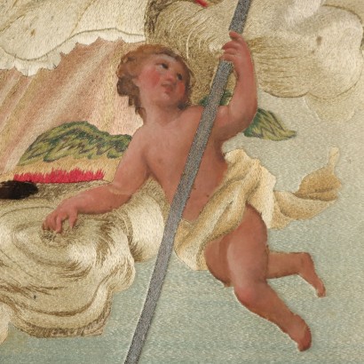 Ricamo con Parti dipinte ,Sant' Ilario ed Angeli