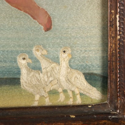 Ricamo con Parti dipinte ,Sant' Ilario ed Angeli