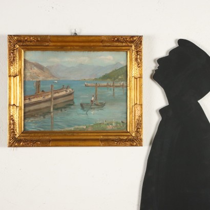 Dipinto di Giuseppe Facchinetti,Scorcio del lago di Iseo,Giuseppe Facchinetti,Giuseppe Facchinetti,Giuseppe Facchinetti,Giuseppe Facchinetti