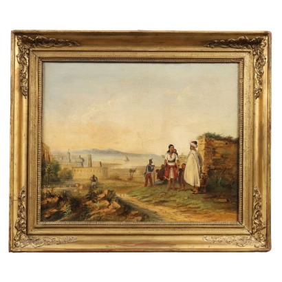 Dipinto Paesaggio orientale con Figure