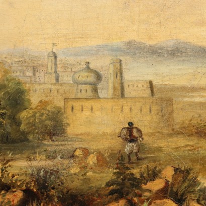 Dipinto Paesaggio orientale con Figure