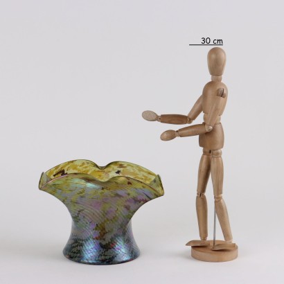 Vase en verre irisé