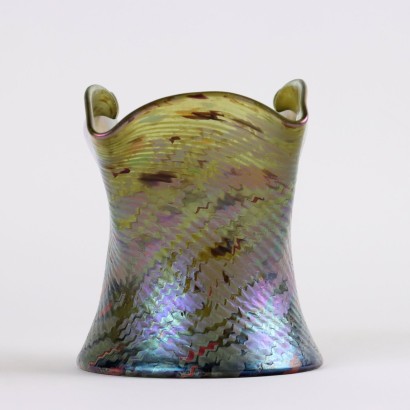 Vase en verre irisé