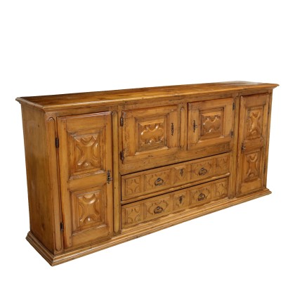 Buffet Ancien en Noyer avec Tiroirs Italie XXe Siècle