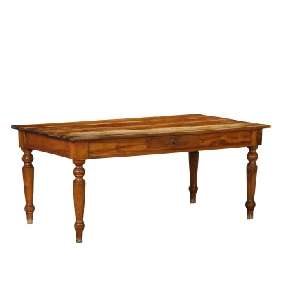 Table Ancienne en Noyer avec Tiroir Italie XIXe-XXe Siècle