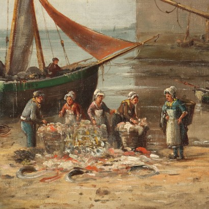Dipinto Paesaggio con Pescatori