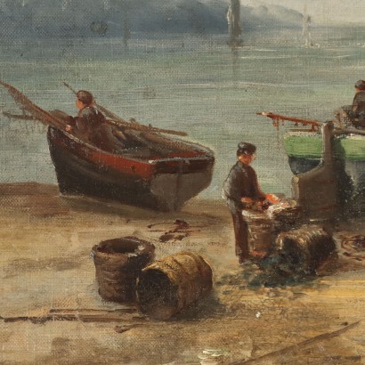 Dipinto Paesaggio con Pescatori