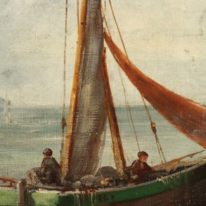 Dipinto Paesaggio con Pescatori