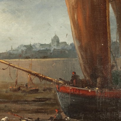 Dipinto Paesaggio con Pescatori