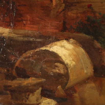 Peinture de paysage bucolique avec personnages, paysage bucolique avec personnages classiques