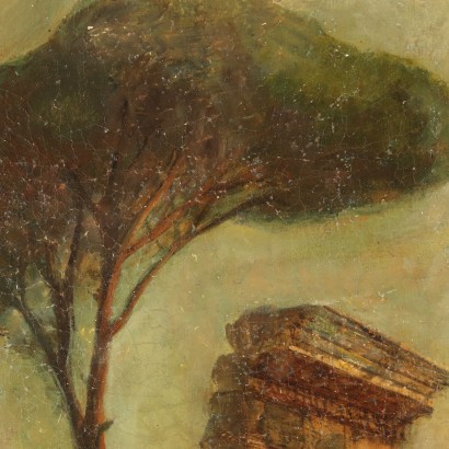 Peinture de paysage bucolique avec personnages, paysage bucolique avec personnages classiques