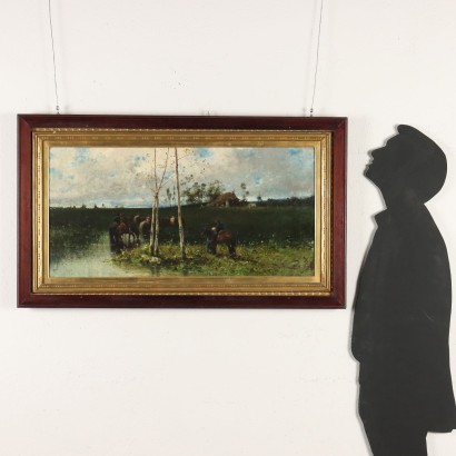 Dipinto Paesaggio con Figure